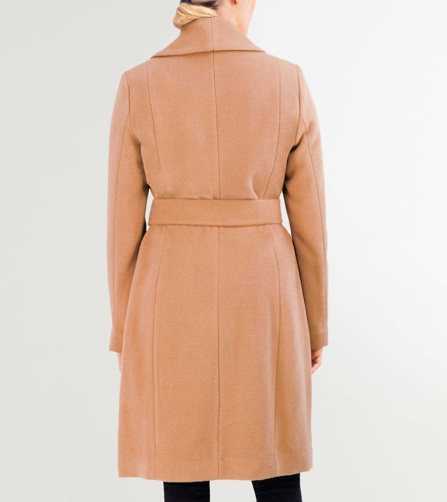 Women Cole Haan Jackets & Coats | Women'S Luxe Maxi Wrap Coat Nude