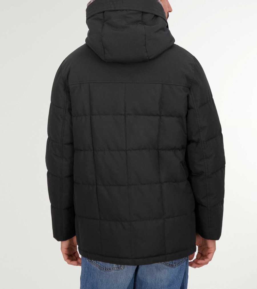 Men Cole Haan Coats & Jackets | Men'S Hooded Parka Black