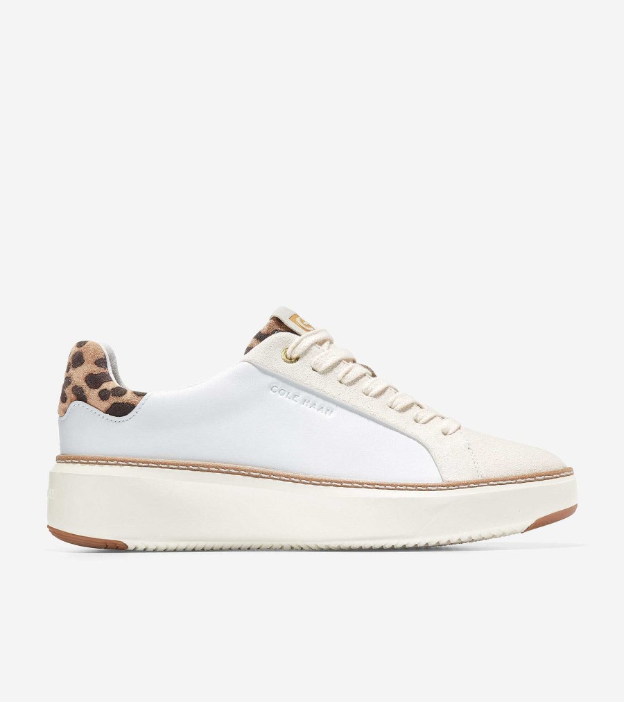 Women Cole Haan Sneakers | Women'S Grandpr Topspin Sneaker White-Leopard Print