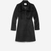 Women Cole Haan Jackets & Coats | Women'S Convertible Collar Button-Up Coat Black