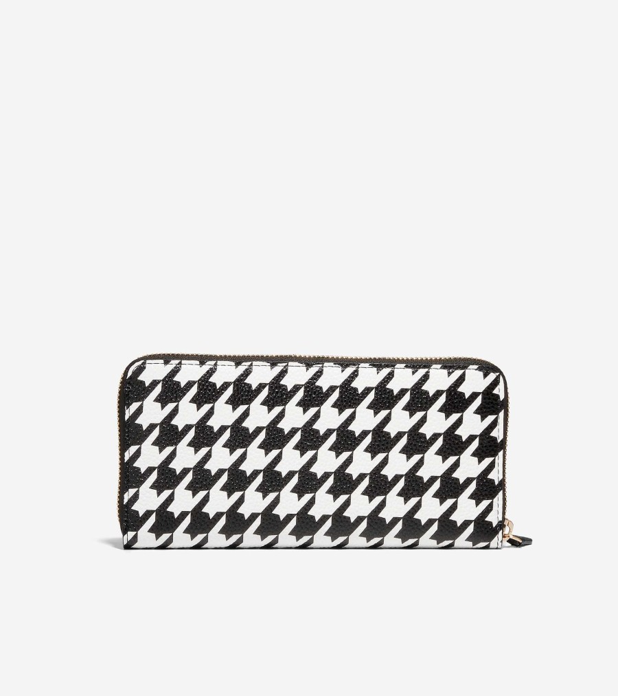 Women Cole Haan Wallets & Wristlets | Town Continental Wallet Houndstooth-White-Black