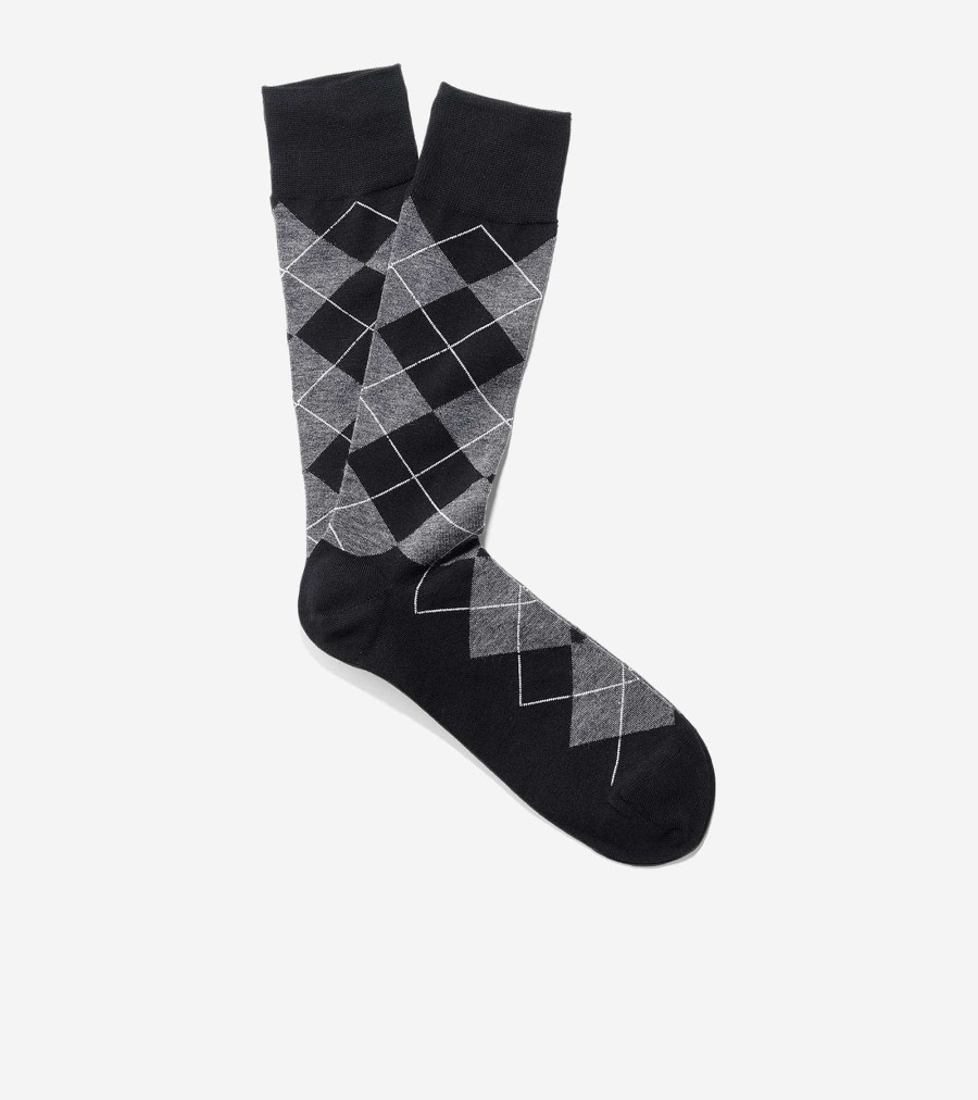 Men Cole Haan Socks | Men'S Classic Argyle Crew Socks Black