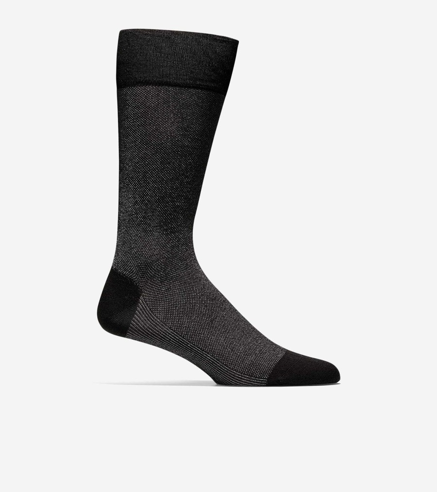 Men Cole Haan Socks | Pique Textured Crew Socks Black