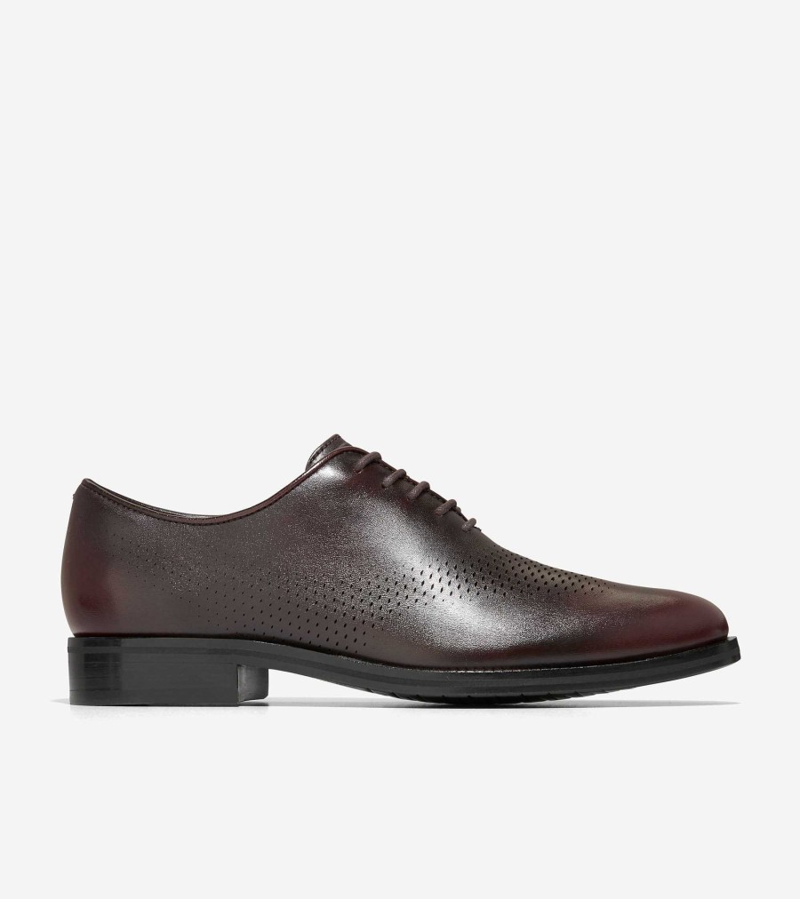 Men Cole Haan Oxfords | Men'S Washington Grand Laser Wingtip Oxfords Dark Chocolate-Black