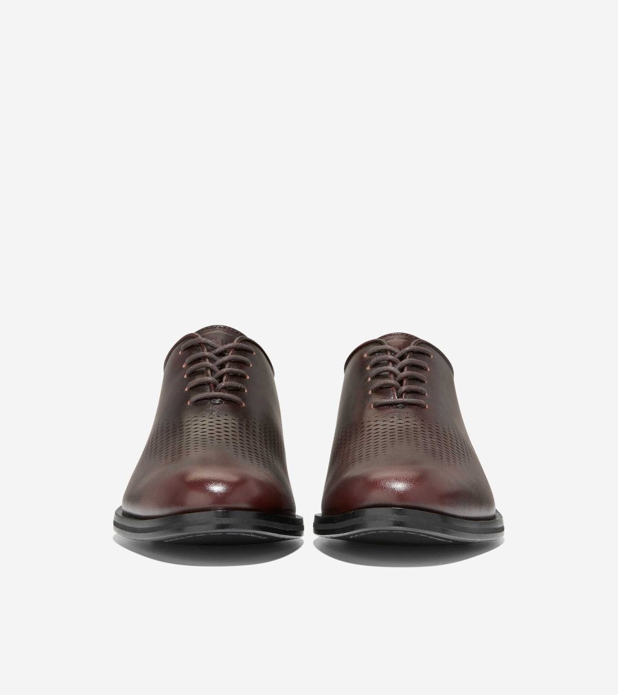 Men Cole Haan Oxfords | Men'S Washington Grand Laser Wingtip Oxfords Dark Chocolate-Black