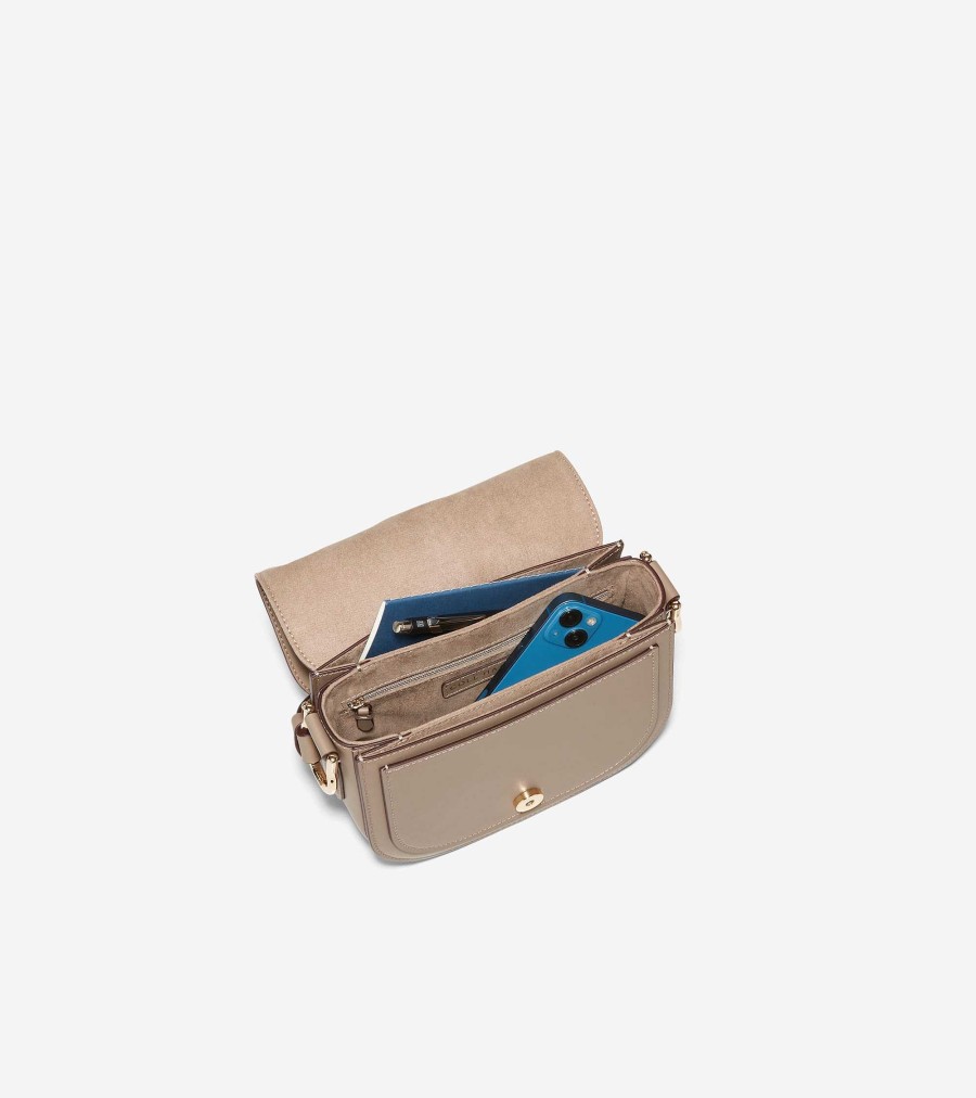 Women Cole Haan Crossbody Bags | Essential Mini Saddle Bag Irish Coffee