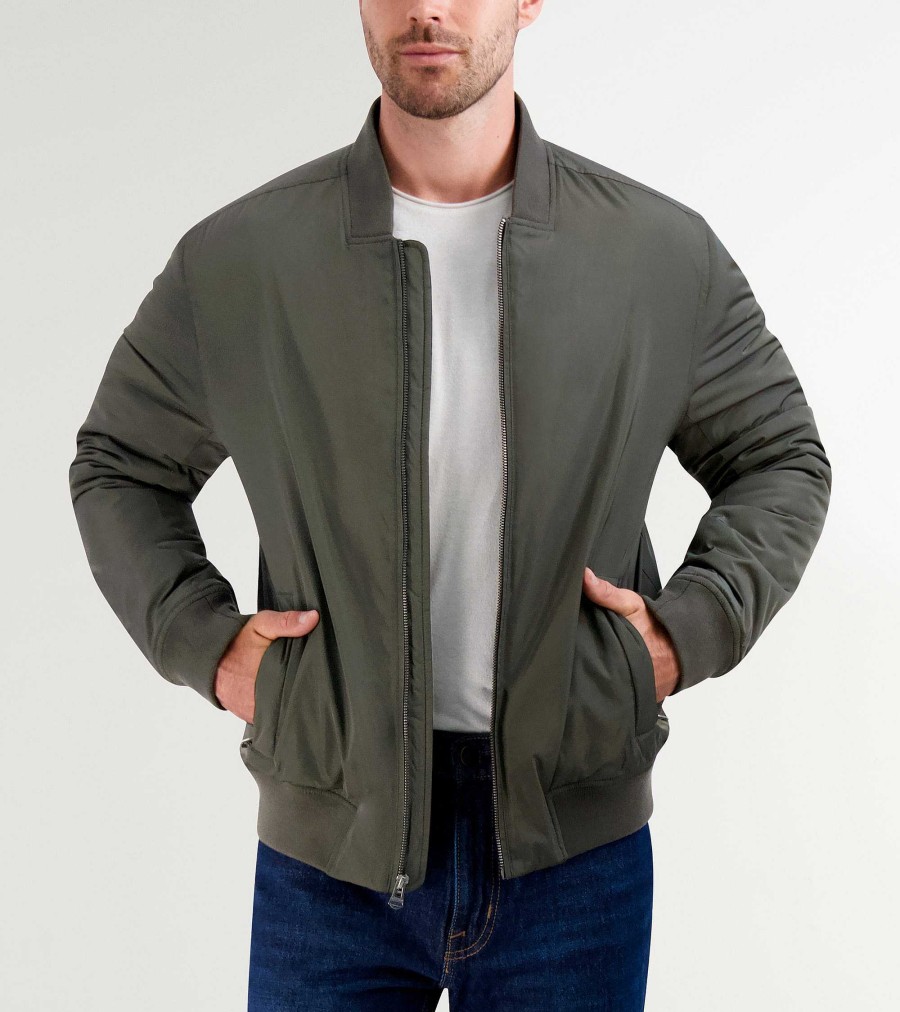 Men Cole Haan Coats & Jackets | Men'S Insulated Bomber Jacket Forest