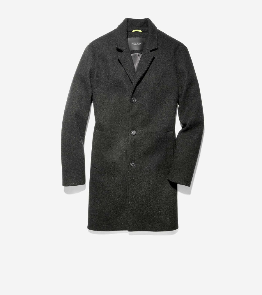 Men Cole Haan Coats & Jackets | Men'S Stretch Wool Top Coat Black