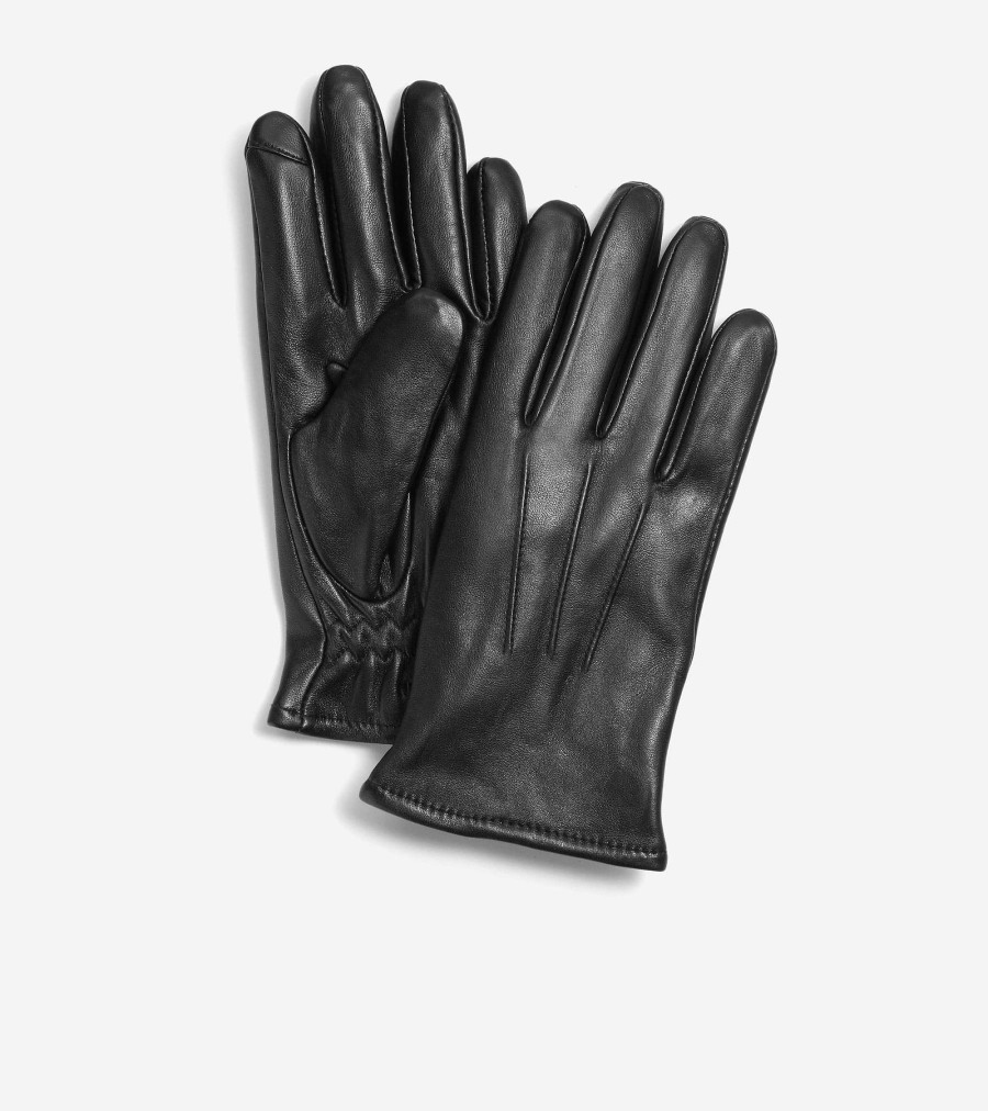 Men Cole Haan Hats, Gloves, & Scarves | Leather Tech Tip Glove Black