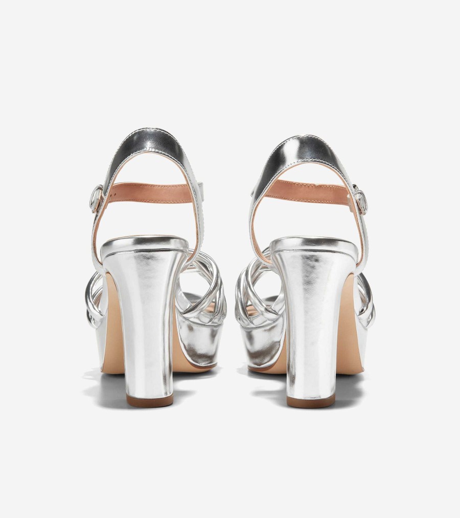 Women Cole Haan Pumps & Wedges | Women'S Grove Platform Sandal Silver Specchio