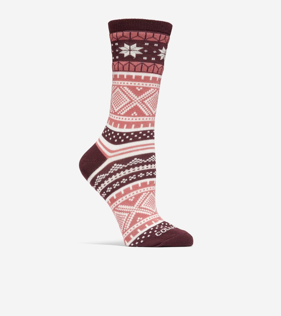 Women Cole Haan Socks | Fair Isle Crew Socks Wine