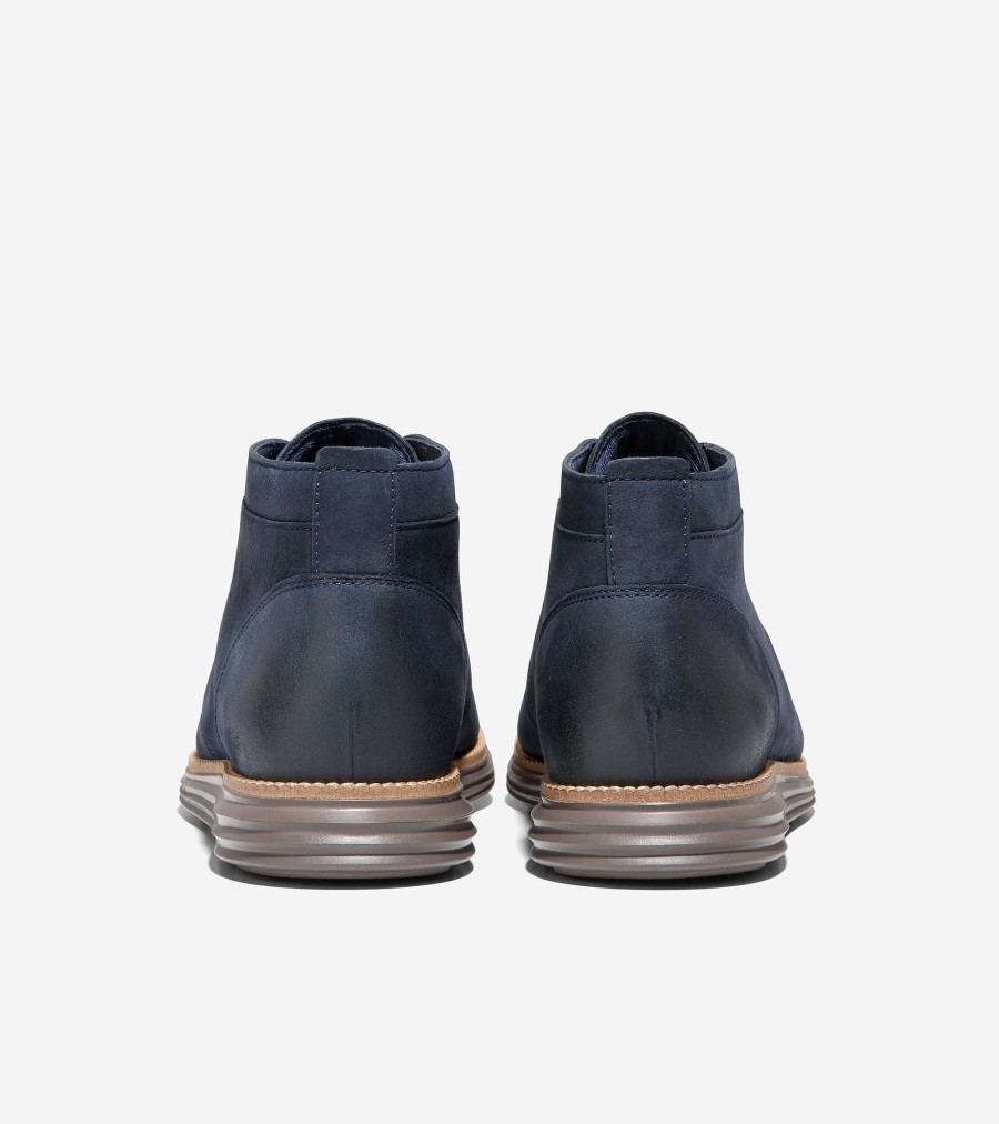 Men Cole Haan Boots | Men'S Riginalgrand Chukka Boots Navy Blazer Nubuck-Truffle