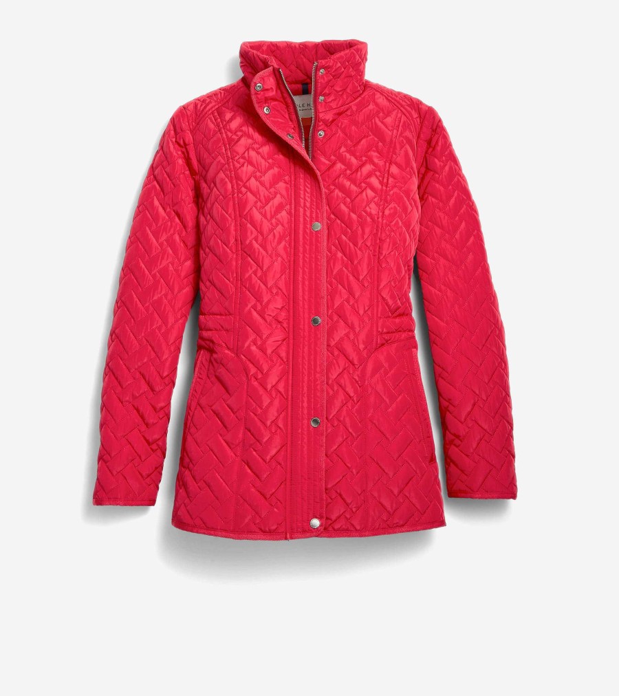 Women Cole Haan Jackets & Coats | Women'S Signature Quilted Classic Jacket Red