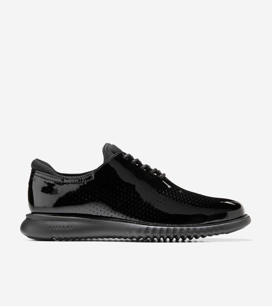 Men Cole Haan Oxfords | Men'S 2.Zer Grand Lined Laser Wingtip Oxford Black Patent