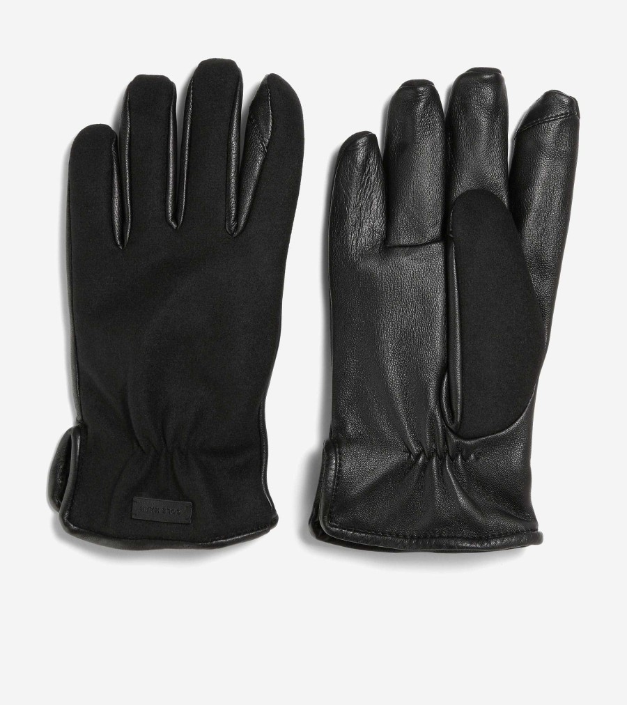 Men Cole Haan Hats, Gloves, & Scarves | Wool Back Leather Glove Caviar