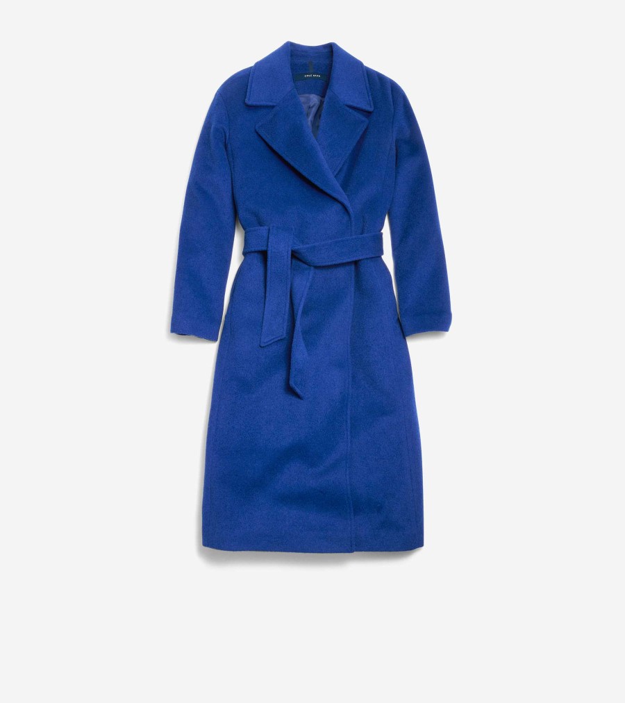 Women Cole Haan Jackets & Coats | Women'S Luxe Wool Oversized Coat Cobalt