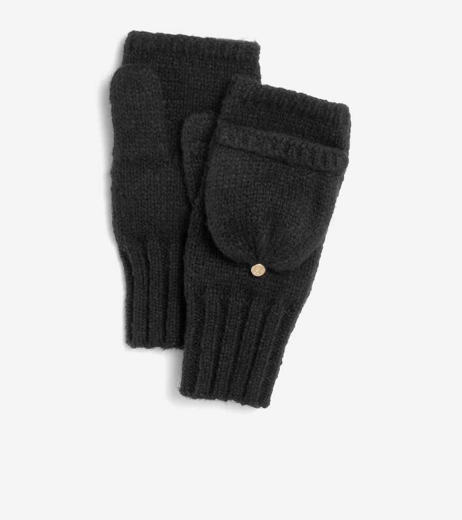 Women Cole Haan Hats, Gloves, & Scarves | Jersey Flip Mitten Caviar