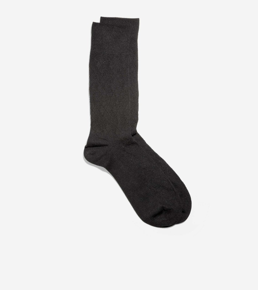 Men Cole Haan Socks | Men'S Tonal Argyle Crew Socks Black