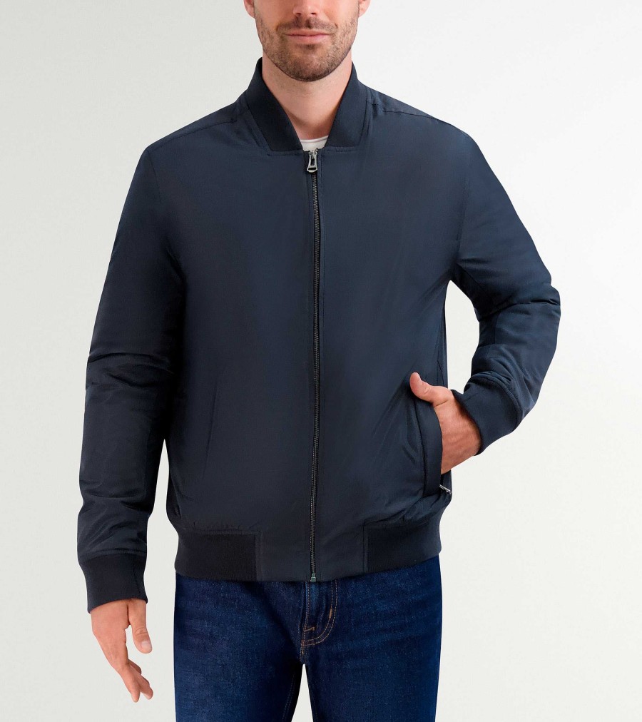 Men Cole Haan Coats & Jackets | Men'S Insulated Bomber Jacket Navy