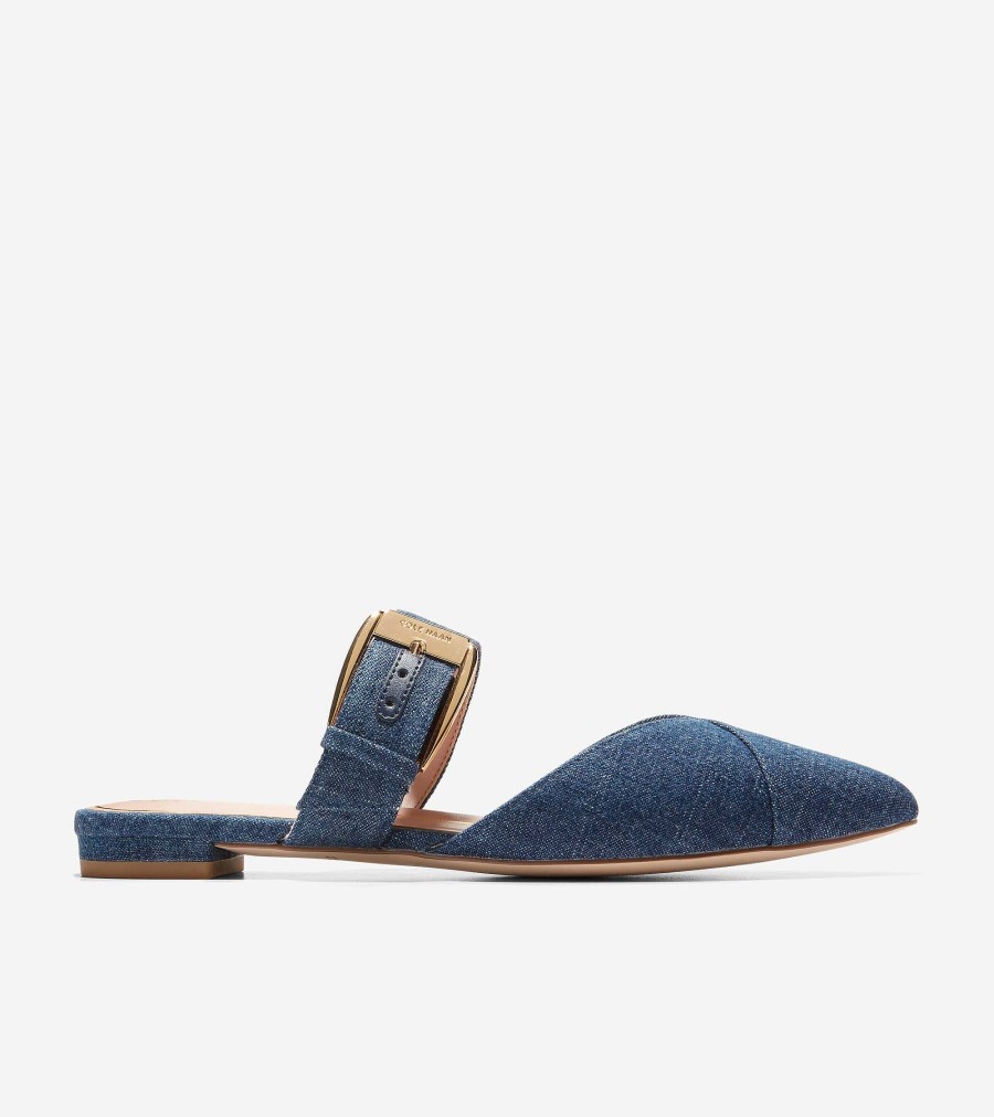 Women Cole Haan Flats & Slip-Ons | Women'S Vandam Buckle Mule Denim