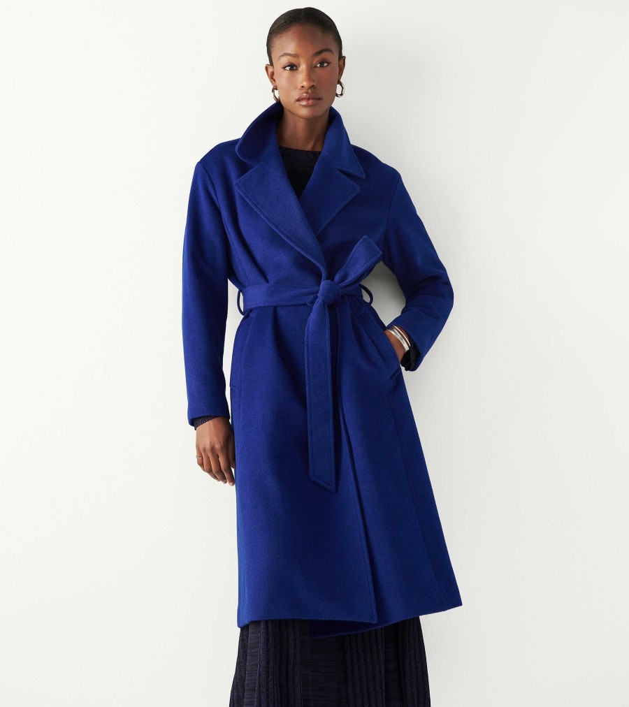 Women Cole Haan Jackets & Coats | Women'S Luxe Wool Oversized Coat Cobalt