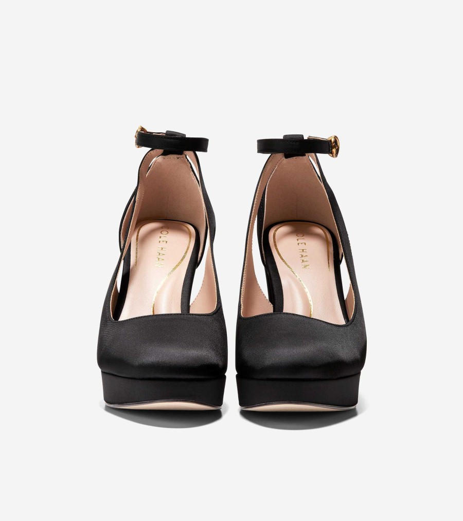 Women Cole Haan Pumps & Wedges | Women'S Remi Platform Ankle Strap Heels Black