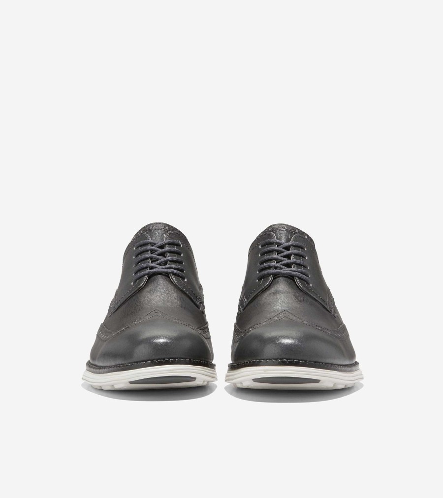 Men Cole Haan Oxfords | Men'S Riginalgrand Wingtip Oxfords Grey Pinstripe-Silver Birch