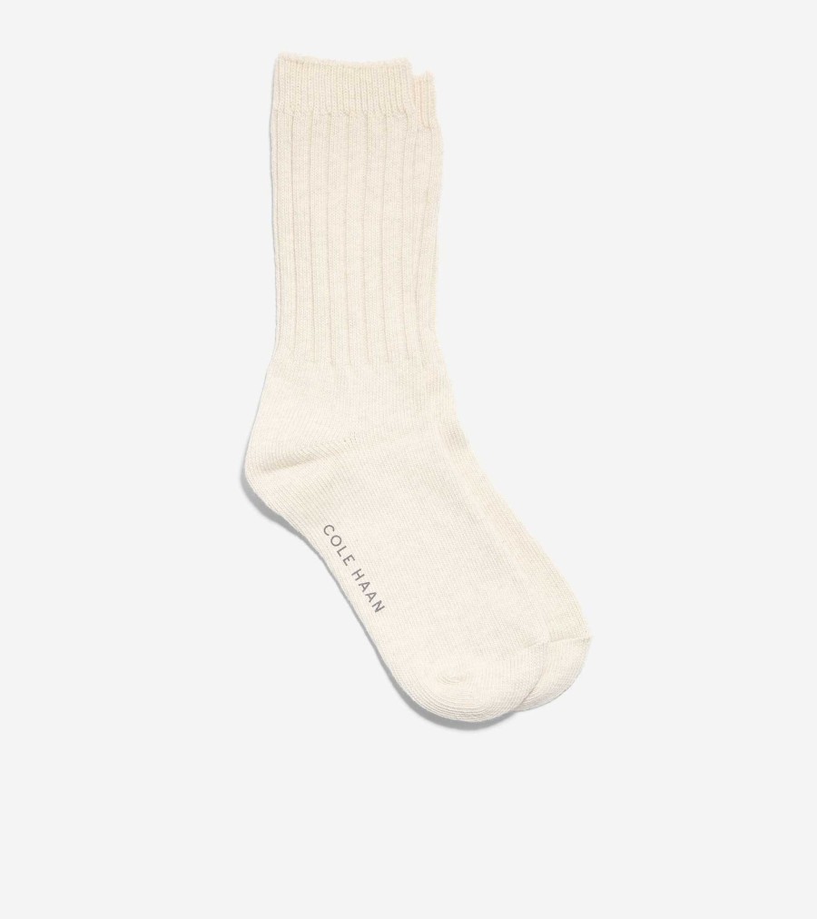 Women Cole Haan Socks | Women'S Foldover Crew Socks Oatmeal Heather