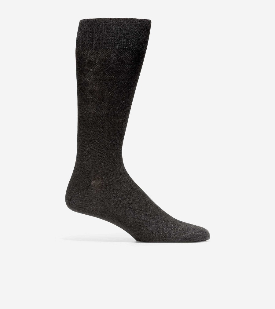 Men Cole Haan Socks | Men'S Tonal Argyle Crew Socks Black