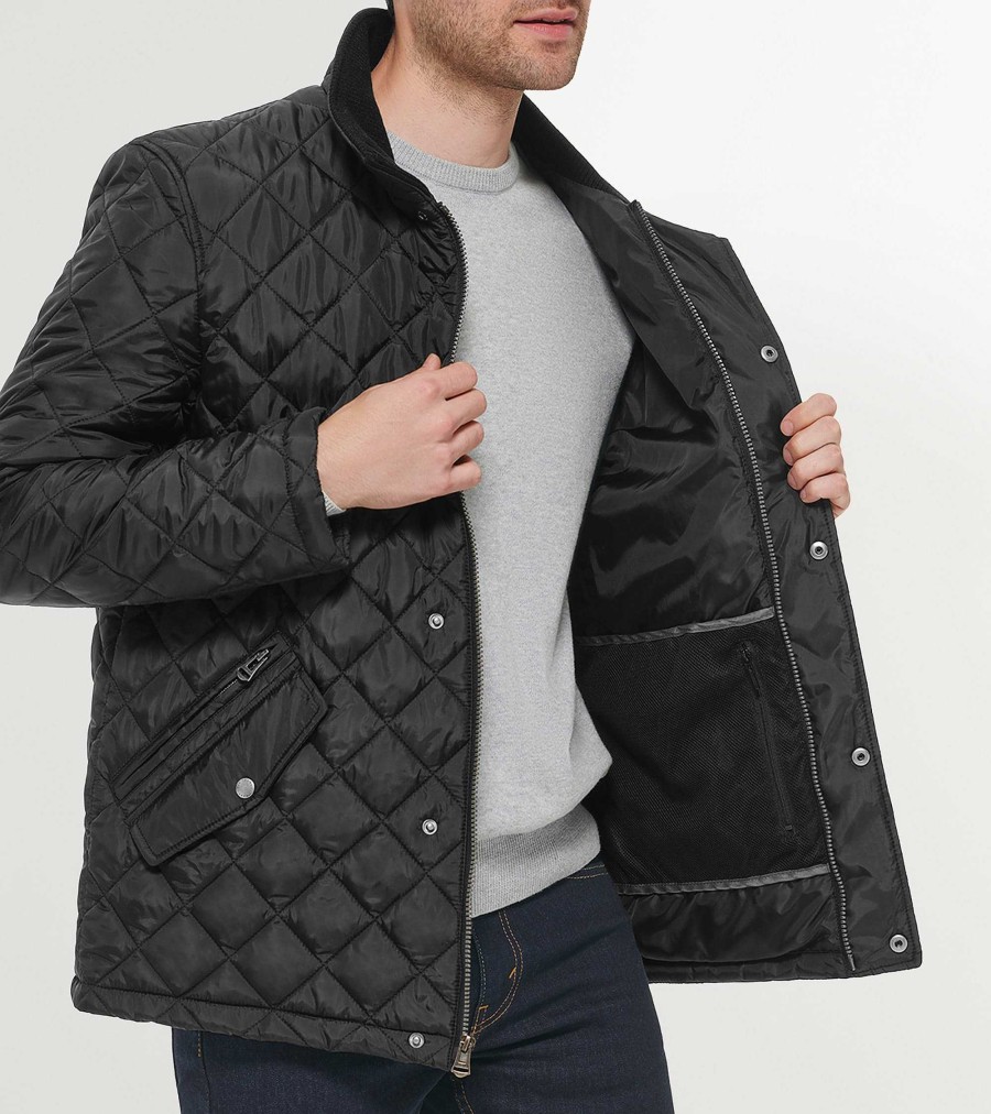 Men Cole Haan Coats & Jackets | Men'S Quilted Barn Jacket Black