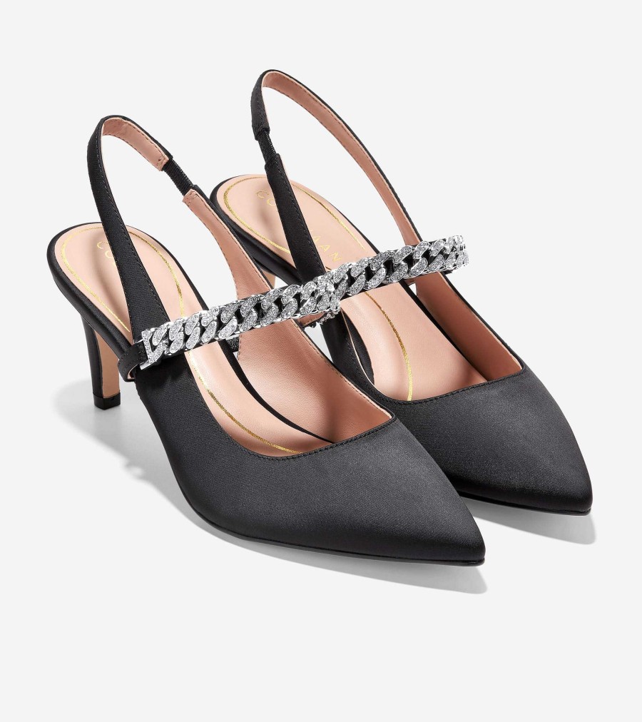 Women Cole Haan Pumps & Wedges | Women'S Vandam Jeweled Sling Back Pumps Black