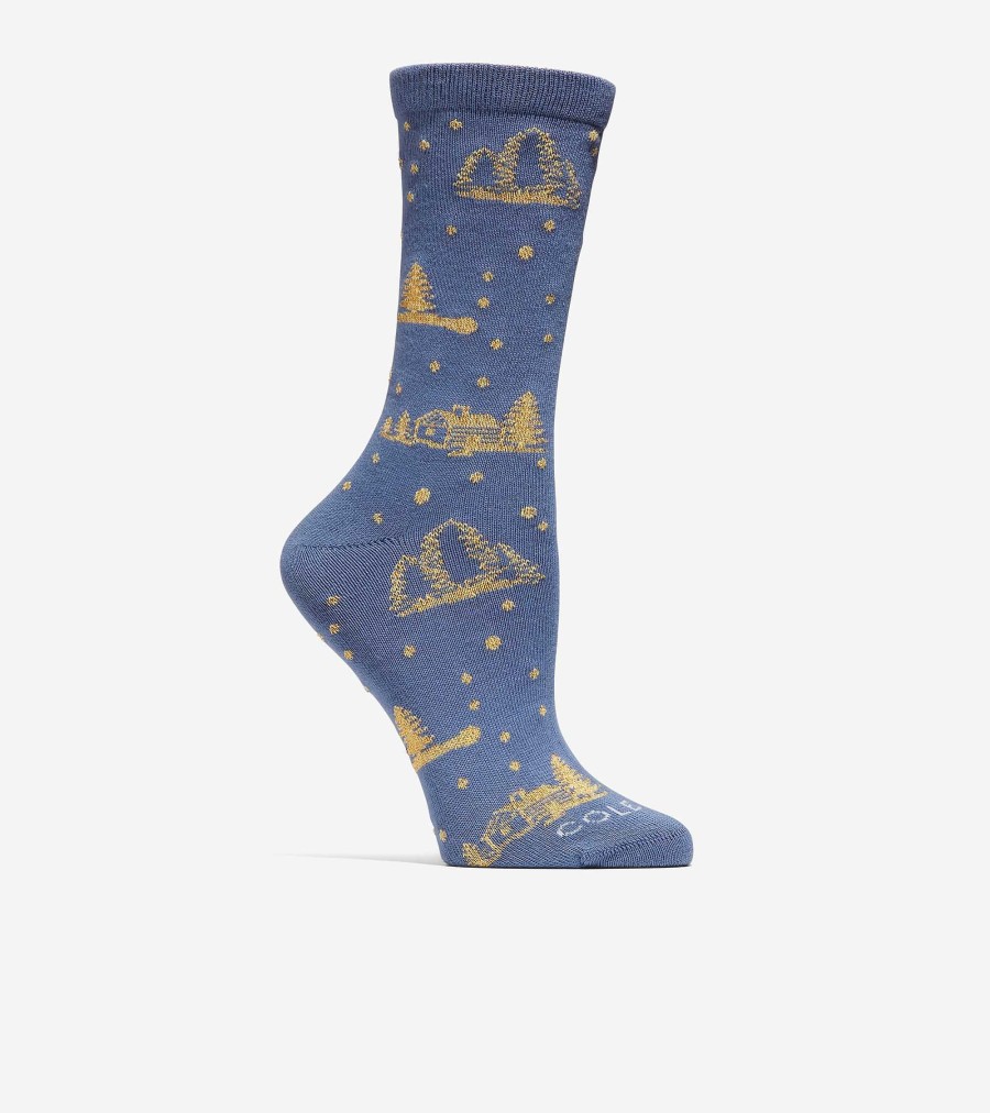 Women Cole Haan Socks | Metallic Cabin Gift Box Blue