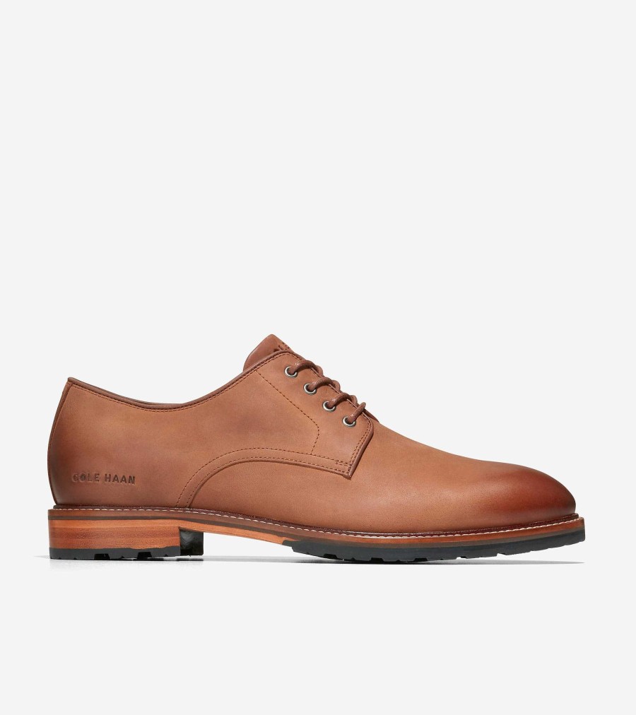 Men Cole Haan Oxfords | Men'S Berkshire Lug Plain Toe Oxfords Dark Sequoia-Natural