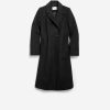 Women Cole Haan Jackets & Coats | Women'S Slick Wool Asymmetric Coat Black