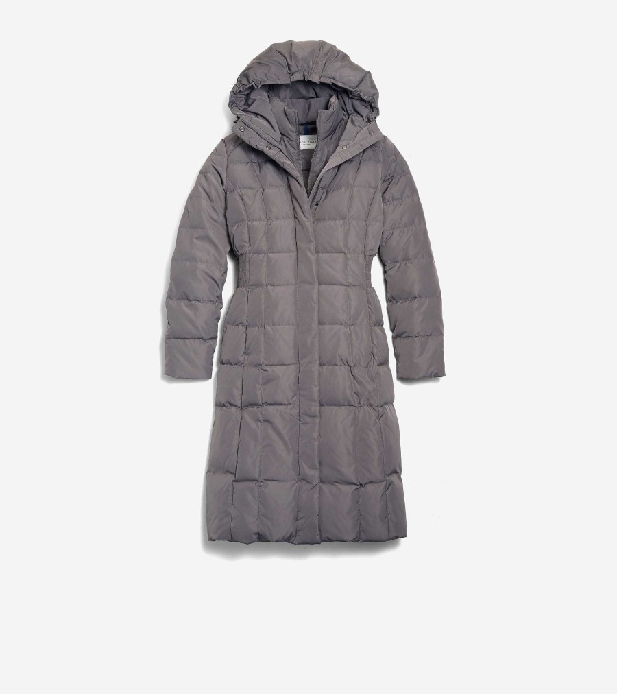 Women Cole Haan Jackets & Coats | Women'S 40" Signature Hooded Taffeta Down Coat Carbon