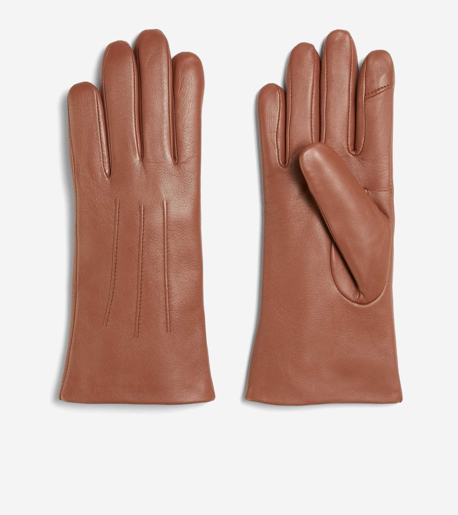 Women Cole Haan Hats, Gloves, & Scarves | Leather Tech Tip Glove British Tan