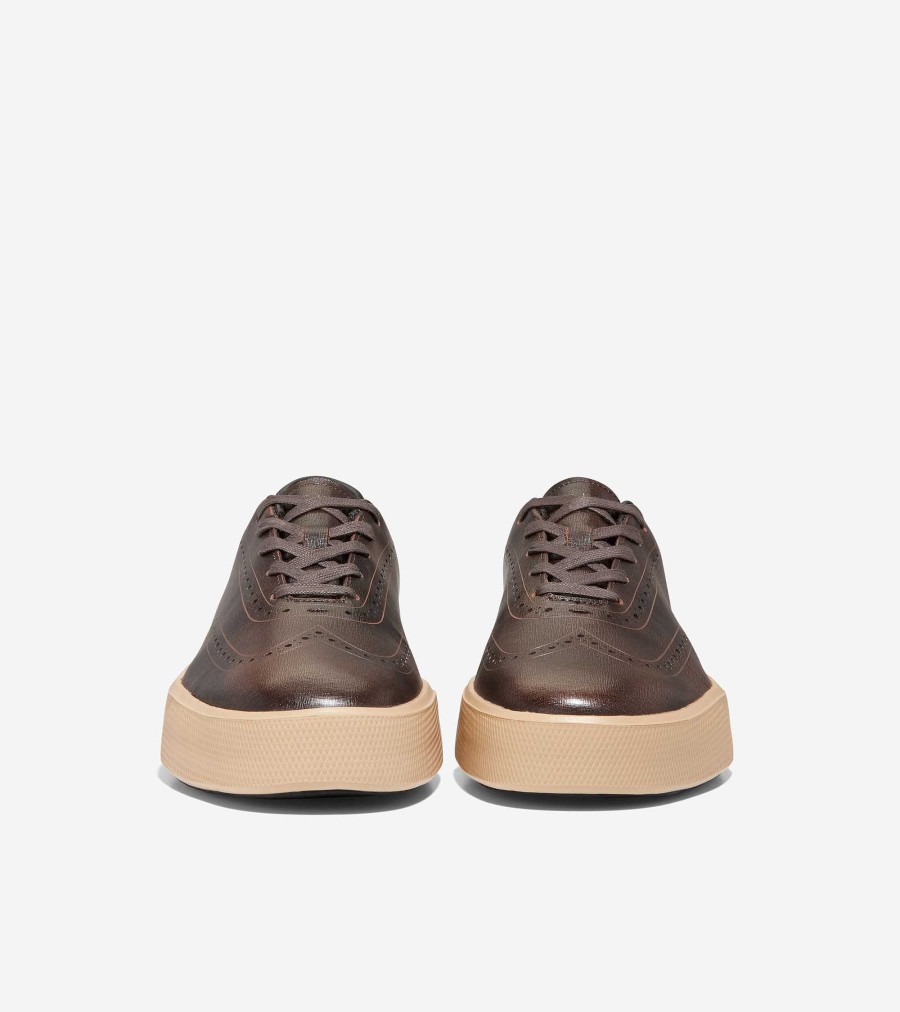 Men Cole Haan Sneakers | Men'S Grandpr Crew Wingtip Sneakers Dark Chocolate-Oat