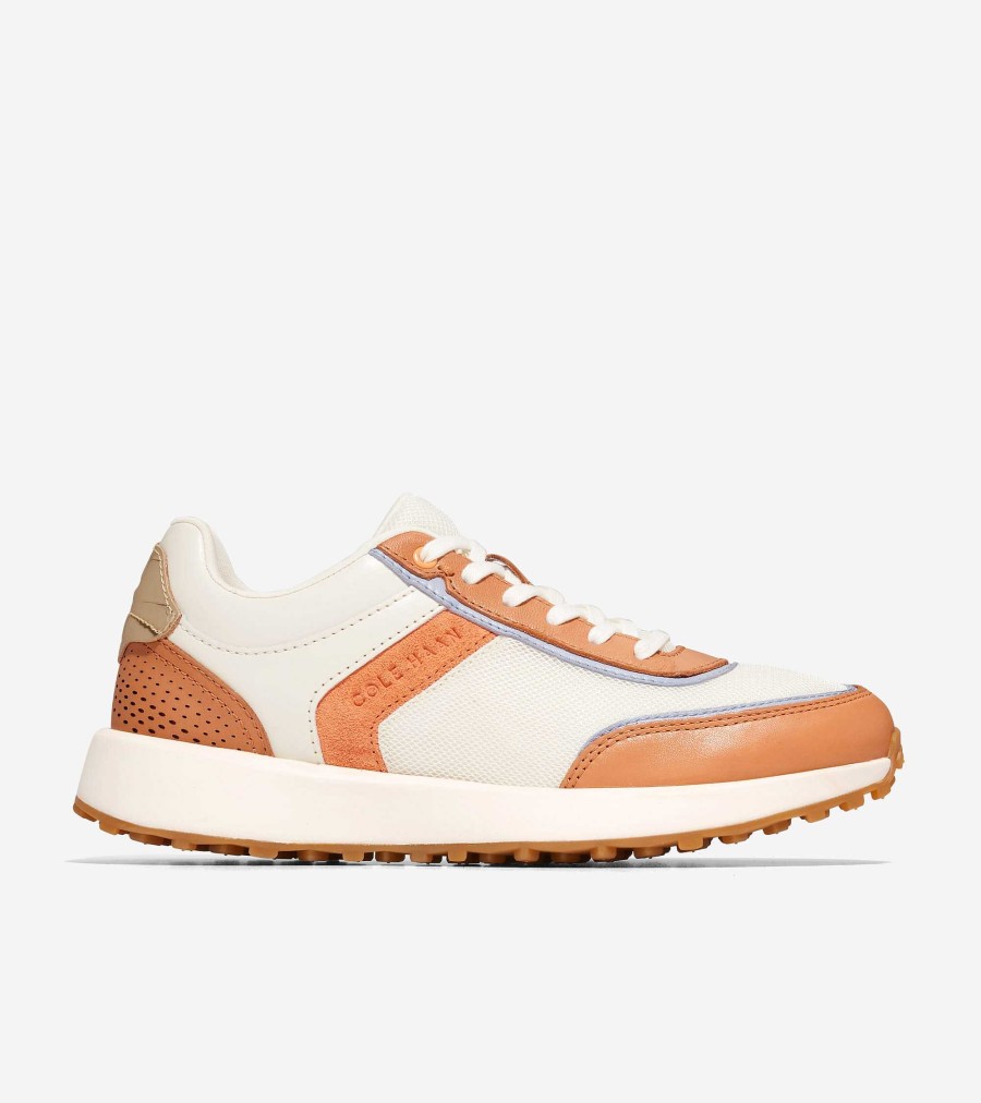 Women Cole Haan Sneakers | Women'S Grandpr Wellesley Sneaker Ivory-Nylon-Natural Tan-Tangerine Suede