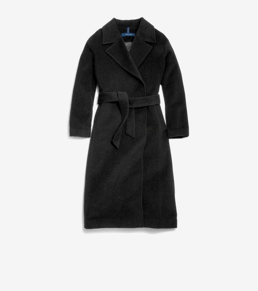 Women Cole Haan Jackets & Coats | Women'S Luxe Wool Oversized Coat Black