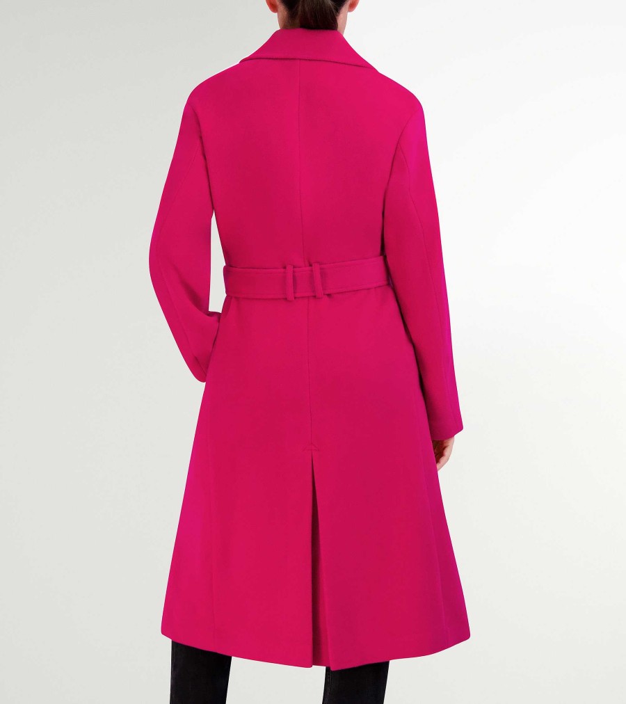 Women Cole Haan Jackets & Coats | Women'S Luxe Wool Oversized Coat Fucshia