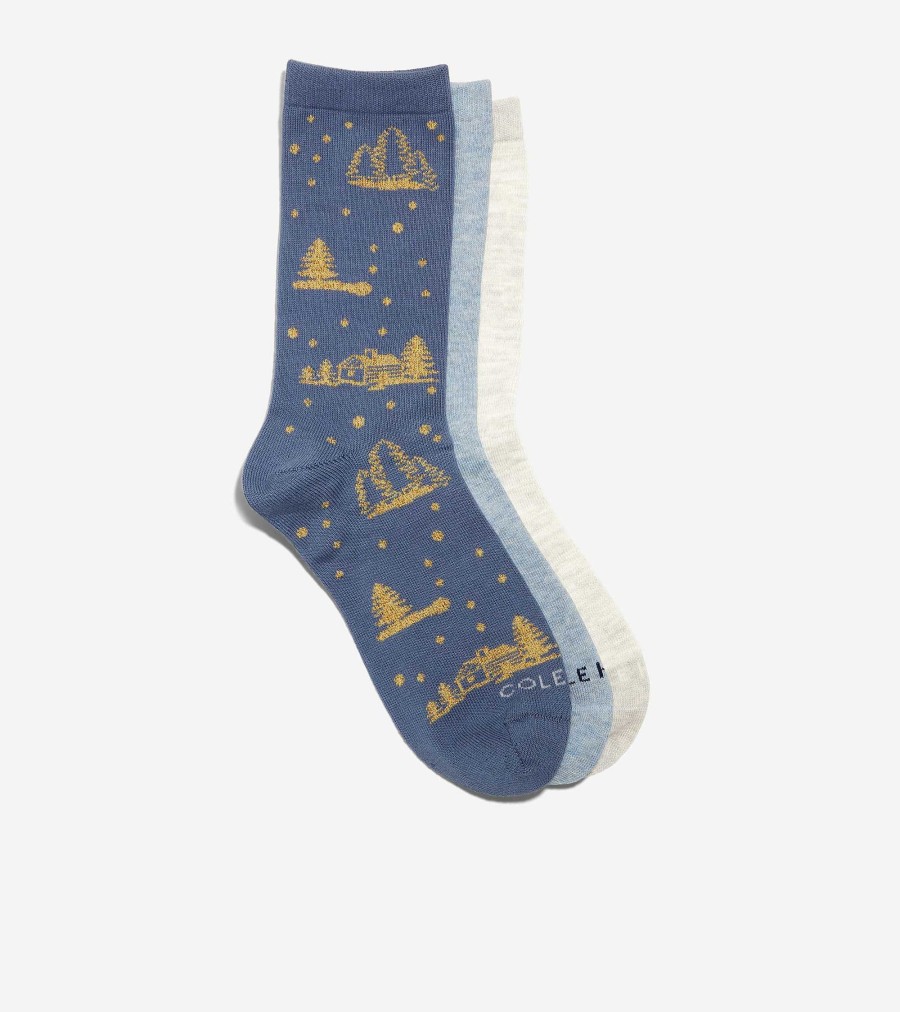 Women Cole Haan Socks | Metallic Cabin Gift Box Blue