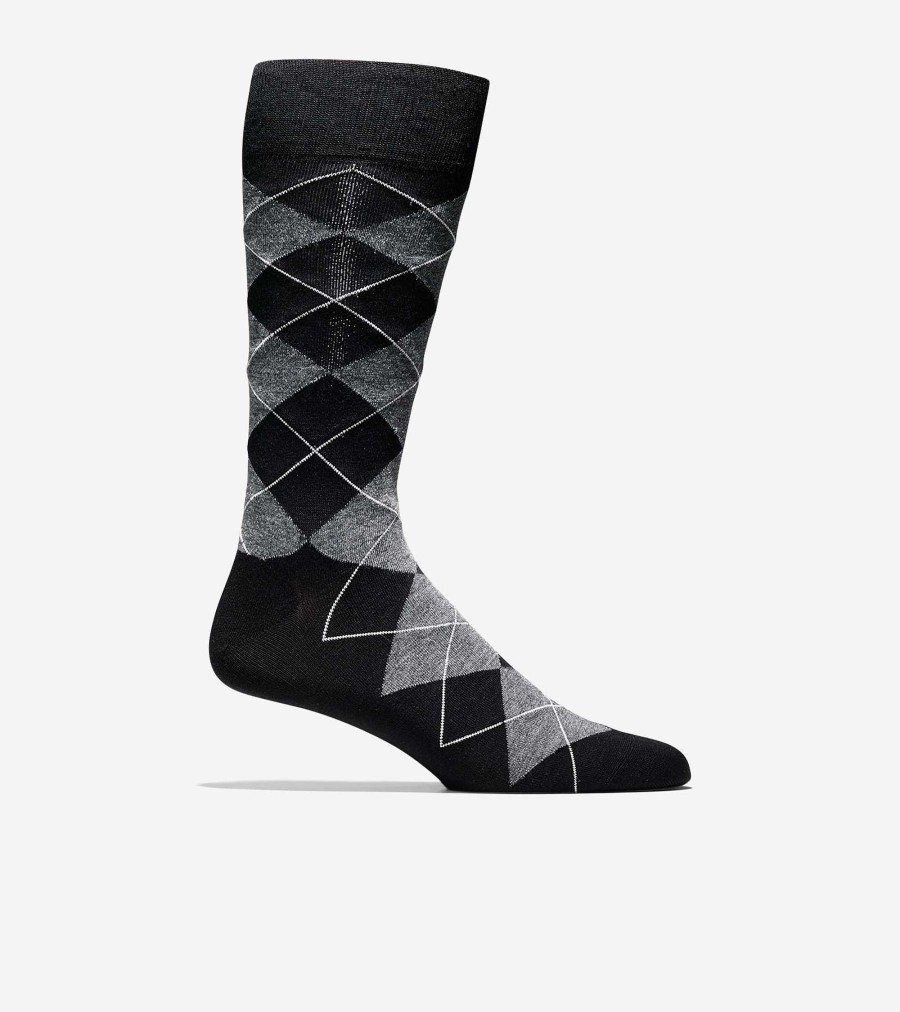 Men Cole Haan Socks | Men'S Classic Argyle Crew Socks Black