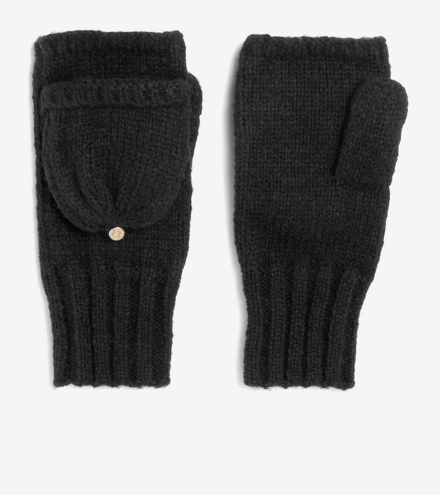 Women Cole Haan Hats, Gloves, & Scarves | Jersey Flip Mitten Caviar