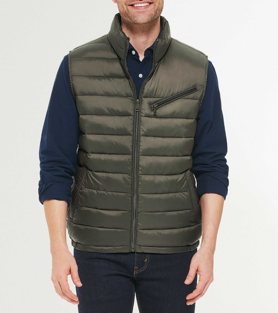 Men Cole Haan Coats & Jackets | Men'S Quilted Vest Olive