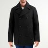 Men Cole Haan Coats & Jackets | Men'S Wool Peacoat Black