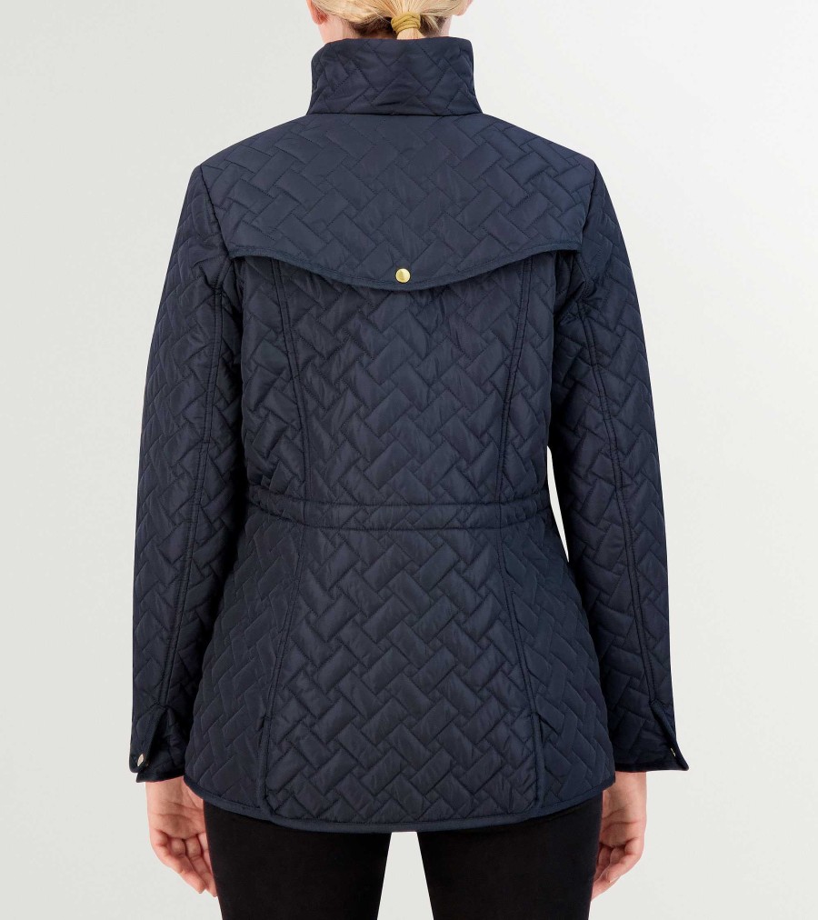 Women Cole Haan Jackets & Coats | Women'S Signature Quilted Classic Jacket Dark Navy Blue