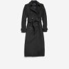 Women Cole Haan Jackets & Coats | Women'S Flared Trench Coat Black