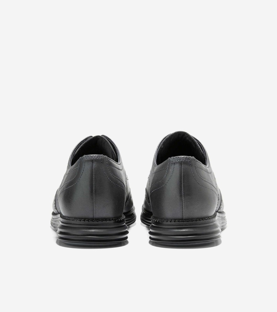 Men Cole Haan Oxfords | Men'S Riginalgrand Wingtip Oxfords Turbulence Gray Saffiano-Black