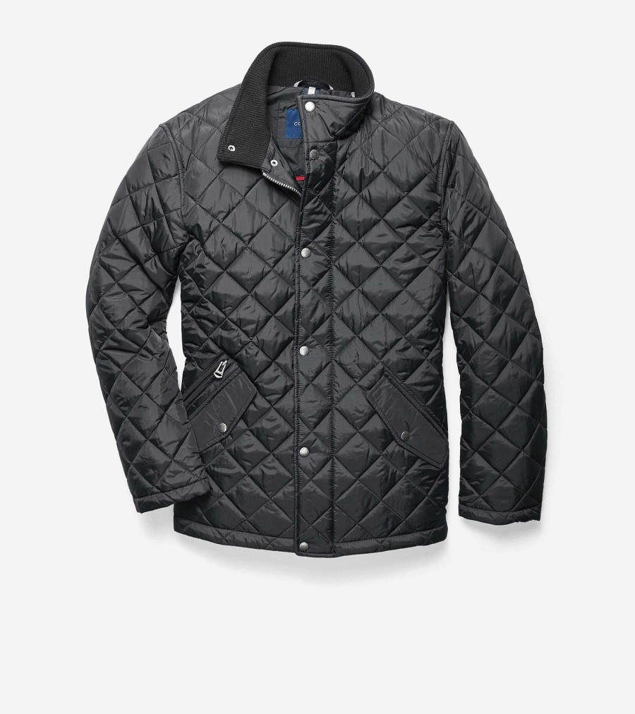 Men Cole Haan Coats & Jackets | Men'S Quilted Barn Jacket Black