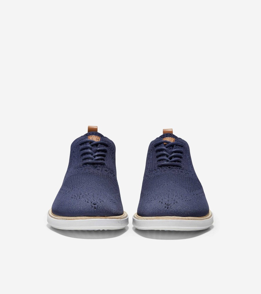 Men Cole Haan Oxfords | Men'S Grandev Lution Oxfords Marine Blue Knit